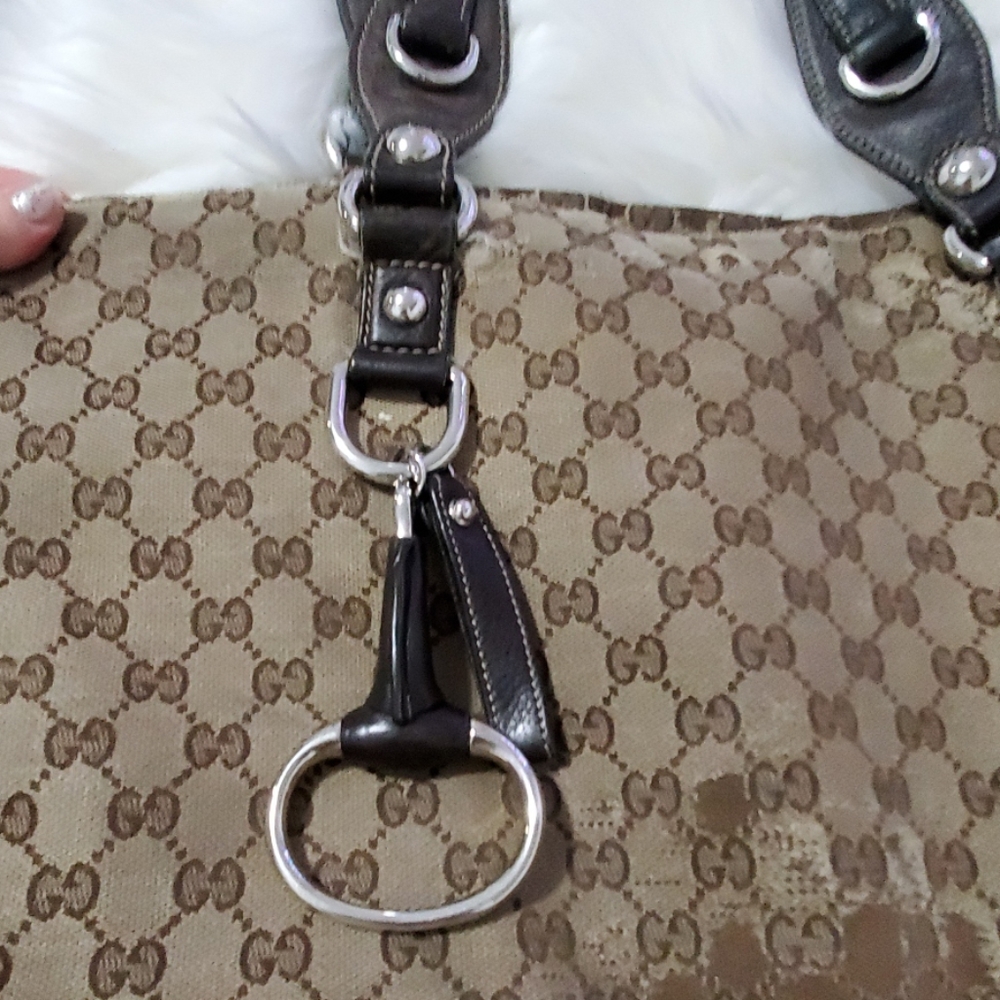 GUCCI Gucci hose bit shawl GG pattern tote bag - Picture 3 of 6
